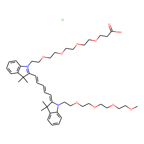 N-(m-PEG4)-N'-(PEG4-acid)-Cy5 Chemical Structure