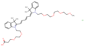 N-(m-PEG4)-N'-(PEG2-acid)-Cy5 Chemical Structure