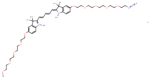 N-methyl-N'-methyl-O-(m-PEG4)-O'-(azide-PEG4)-Cy5 Chemical Structure
