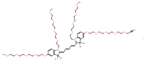 N-(m-PEG4)-N'-(m-PEG4)-O-(m-PEG4)-O'-(propargyl-PEG4)-Cy5 Chemical Structure