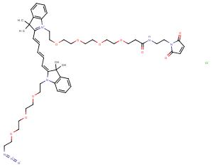 N-(azide-PEG3)-N'-(Mal-PEG4)-Cy5 Chemical Structure